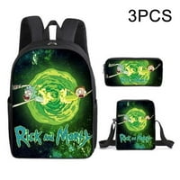 Rick i Morty ruksak Zip Schoolbag Daypack Putna torba za dječake i djevojke Trostaja