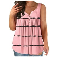 Ljetna rasprodaja Ženski veliki najviši ležerni s V-izrezom tiska na rukavu s kratkim majicama ružičastim