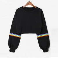 Žene T košulje Casual dugih rukava Striped Crat Dumper Black pulover Top Ženske majice