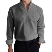 MAN ROMPER MUŠKARASTI Ležerna poslovna puna V izrez T majica Bluza Dugih rukava postolje na majici