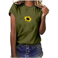 Bluze za žene Ljeto popularne t majice grafički suncokret labav casual majica Crewneck kratki rukav