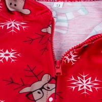 Porodica Diconna Podudaranje Xmas Hoodie 3D Jelena uši pidžamas set crvena pamučna mješavina 2T