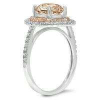 2.47ct okrugli rezani šampanjac simulirani dijamant 18k ton Gold Gold Anniverment HALO prsten veličine