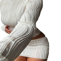 Franhais ženska modna majica posada dugih rukava Ležerna majica Nepravilni okrugli ovratnik tanko teksturi