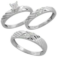 10k bijeli zlatni muški dijamantski vjenčani prsten širokog veličine 12