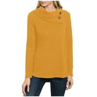 Ženski modni prevelizirani dukseri pulover vrhovi gumb za loosing COLLAR majica Yellow XXL