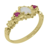 Britanci izrađeni čvrstih 18k žuto zlato prirodni prsten i rubin ženski rubni prsten - Opcije veličine - veličine 12