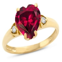Star K Heart u obliku srca Napravio je Ruby Angagement Remise Vjenčani prsten u KT Žuto zlatno veličine