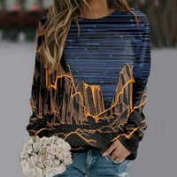 Ženska majica casual prevelizirani ispisani izrez za posade dugih rukava na vrhovima za jesen i zimu