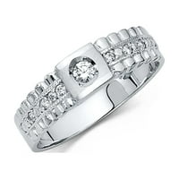 Jewels 14k bijeli zlatni prsten okrugli kubični cirkonij CZ Muška godišnjica vjenčanica Veličina 9.5
