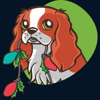 Super simpatični pas za pse Ispis Božićno stablo Tee Muška mornarica Plava grafička tenka - dizajn od