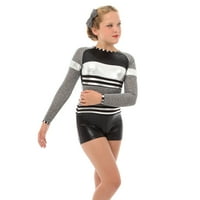 Alexandra kolekcija za mlade dugih rukava Shimmer Dance kostim izvedbe Biketard crni 12