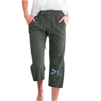 Viikei teretne hlače Žene posteljine za žene Ljetne hlače za žene za žene Moda Žene Ležerne prilike elastične labave hlače Ravne hlače sa džepom