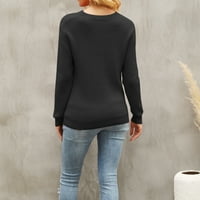 Ženska gola grudna džemper za džemper O-izrez od pune boje Pleteni džemper s dugim rukavima