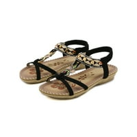 OAVQHLG3B Ženska ravna sandala Modni kristal Flip Flop Casual Ljetna plaža Anketa T-remen kopč