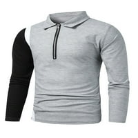Paille muški atletska polo majica s dugim rukavima Slim Fit Golf Jednji vrhovi boja blok trčanje pulover