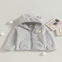 Zimski bijeli kaput za djecu za bebe, 3D medvjed kapuljač sa kapuljačom zatvarača sa zatvaračem Fleece