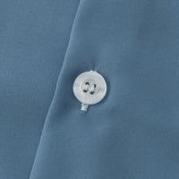 Penkaiy Men Casual gumb Solid sa džepnim poklopcem kratkih rukava bluza majica T-majice XL mornarice