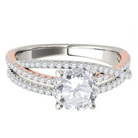 Mauli dragulji za angažman za žene 0. Carat halo dvotonski dijamantni prsten za dijamantno prsten 14k