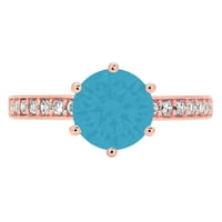 1.71ct okrugli rez simulirani tirkizni 14k ružičasto zlato Angažovanje prstena veličine 6