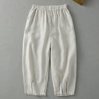 Teretne pantalone za žensko čišćenje ispod 20 dolara, casual labavo pamučne posteljine ravne hlače majčine