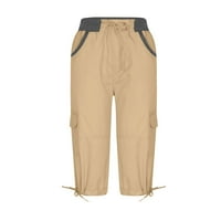 Dyegold teretni hlače Žene elastični visoki struk ravno širok radne noge Capris hlače Ljeto Stretch