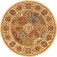 Rugs.com Aditi za kolekciju - 7 'Okrugli krem ​​Niski tepih savršeni za kuhinje, trpezarije