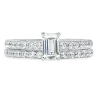 1. CT EmeralD Cut originalni kultivirani dijamant VS1-VS I-J 14K bijeli zlatni angažman vjenčani mladenci Dizajnerski prsten BW set w kristalno bočno kamenje veličine 11