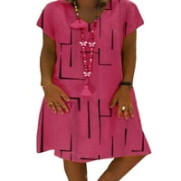 Hait Women Ljeto Plaže Sundesring V izrez Kratke haljine Odštampana mini haljina Dating Line-Haljina