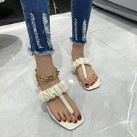 DMQupv Ženske trke Sandale Solidne modne sandale Dame Kožne naborane ženske sandale čipke Sandale za