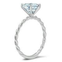 2CT Marquise Cut Prirodni švicarski plavi topaz 14k bijeli zlatni godišnjica za angažman prsten veličine