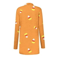 Kaput za žensku modnu Halloween Print Cardigan jakna s kapuljačom Kardigan narančasta S
