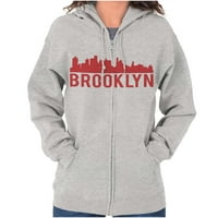 Brooklyn NYC Skyline New York City Ny Zip Up Hoodie Muške ženske brine o brisama M