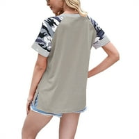 Ženski bluze Ženska proljetna ljetna modna plaža casual print uboda labav majica kratkih rukava Top
