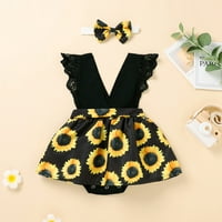 Mikilon Toddler Djevojke Outfits V-izrez Odjeća Slatko cvijeće ROMPER kratka suknja odijelo Once Odaeri