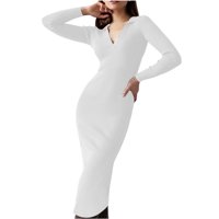 Zunfeo pada haljina za žene - rever novi dolazak seksi trendi rebrasta bodycon omotač obrisanja bijeli