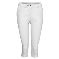 Žene Capri gamaše od punog gumba zatvarač sa niskim rastom ljetne casual pantalone CALF-duljine pantalone