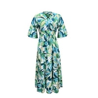 Holiday Maxi haljine za žene Boemska ispis plahta s rukavima V V Ret plaža Duga haljina labava Flowy Swing Sunkess