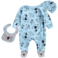 Koala Baby Newborn Baby Boys and Girls Bodysurt Set - Footie Bodysuit, Hat i Bib