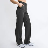 Žene Ljetne duge casual hlače Čvrste pantalone u boji ravne tanke noge elastične visokog struka sa džepovima