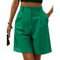 Tdoqot Bermuda Hlače za žene - sa džepovima Ležerne prilike Dužina koljena Ženske kratke hlače Green