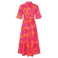 Haljine za majice za ženska haljina za sunčanje s kratkim rukavima s kratkim rukavima, ružičasta L