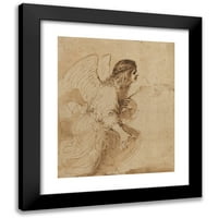 Guercino Crni moderni uokvireni muzej umjetnički print pod nazivom - anđeo navještenja