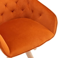 Moderna okretna akcentna stolica s gumenim drvenim nogama, tapecirana stolica za stola bez točkova,