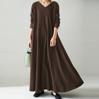 Leesechin ženske haljine klike plus veličina haljina čvrsta boja V izrez dugih rukava zima jesen basic