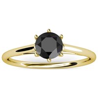 Black Diamond si prong solitaire prsten 0. ct u 14k žuto zlato .Size 7.0