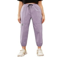 Ženske hlače Pismo visokog struka Cropped hlače LILAC Purple XL