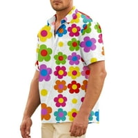 Retro cvjetni print kratkih rukava majica s majicama za muškarce i žene, odrasle-4xl, a