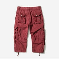 Hlače Muški ljetni multi-džepni kratke hlače Muške casual modne labave teretne hlače crvena 95% viskoza,