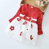 Crvene haljine Dječji haljine Cvjetni tulle Toddler Patchwork Bow Kids Long Girls Boweve Odjeća za djevojke